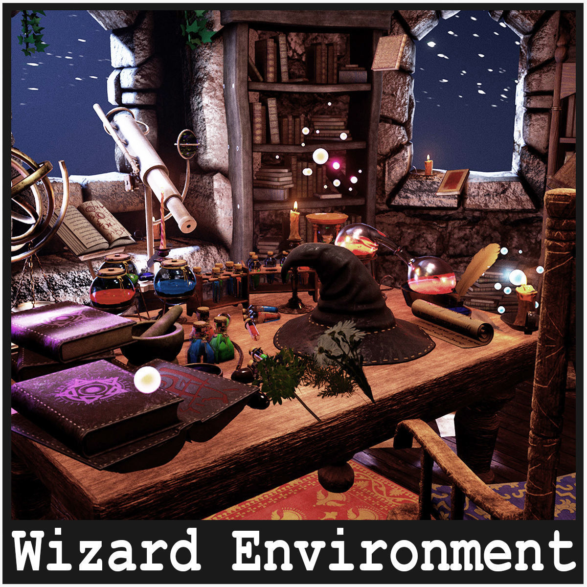 Wizard Room  89 Assets Low-poly 3D model_1
