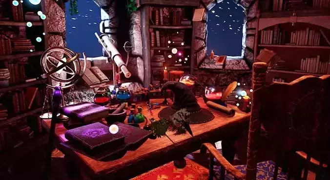 Wizard Room  89 Assets Low-poly 3D model