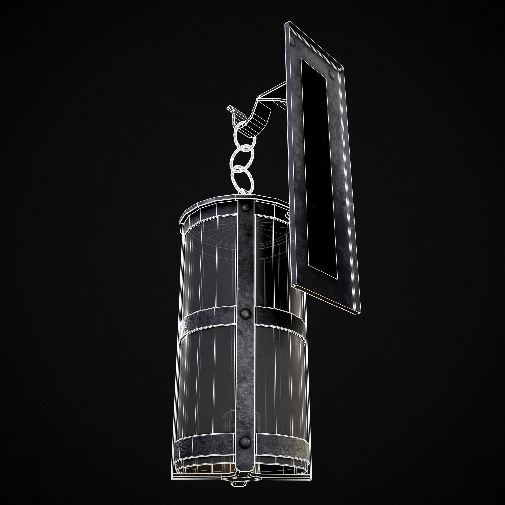 Wall Mounted Round Hanging Candle House Low-poly 3D model_26