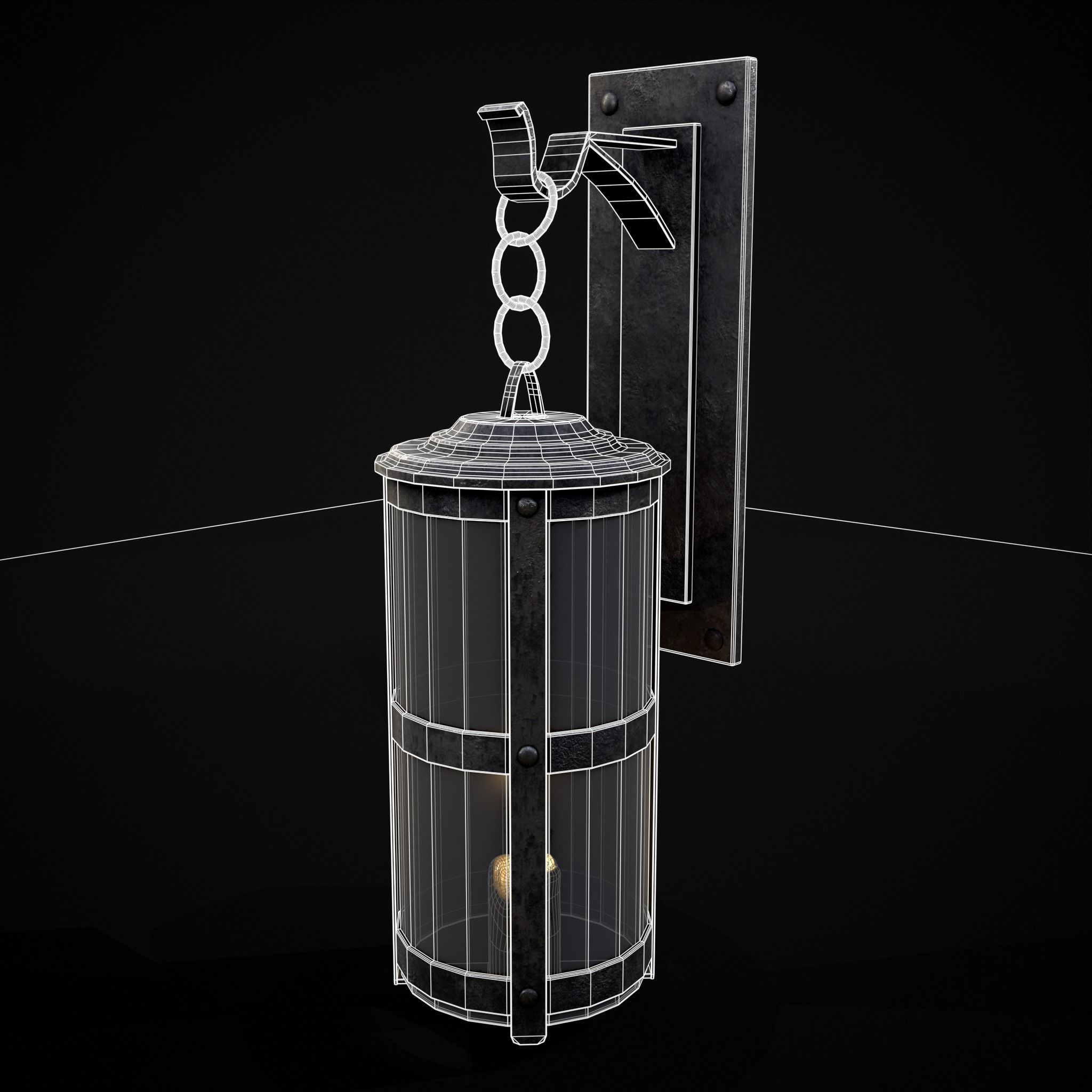 Wall Mounted Round Hanging Candle House Low-poly 3D model_22