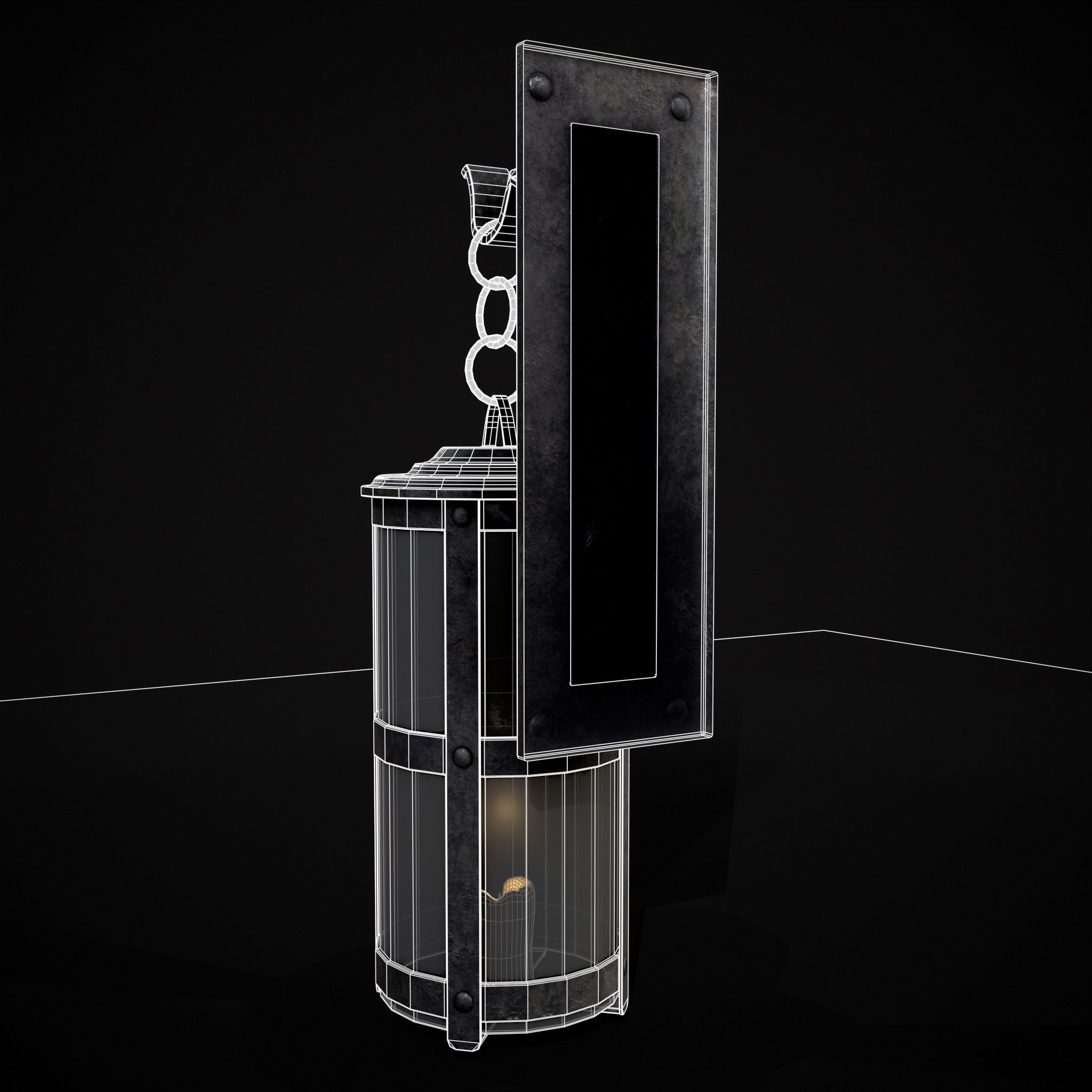 Wall Mounted Round Hanging Candle House Low-poly 3D model_10