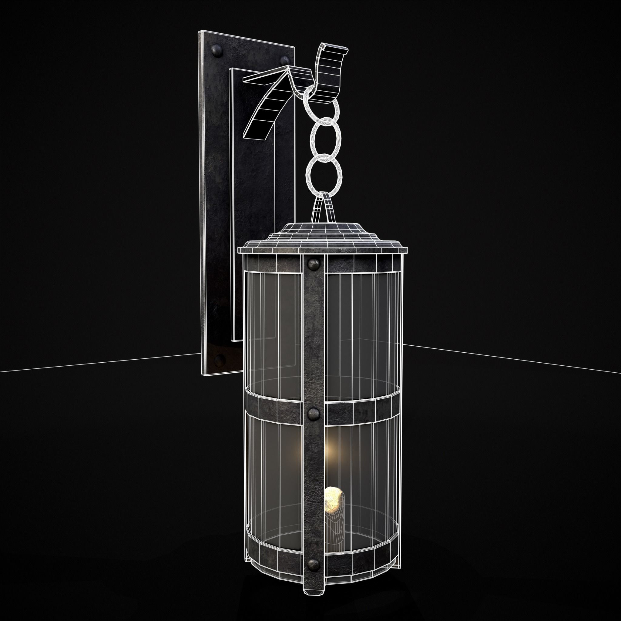 Wall Mounted Round Hanging Candle House Low-poly 3D model_2