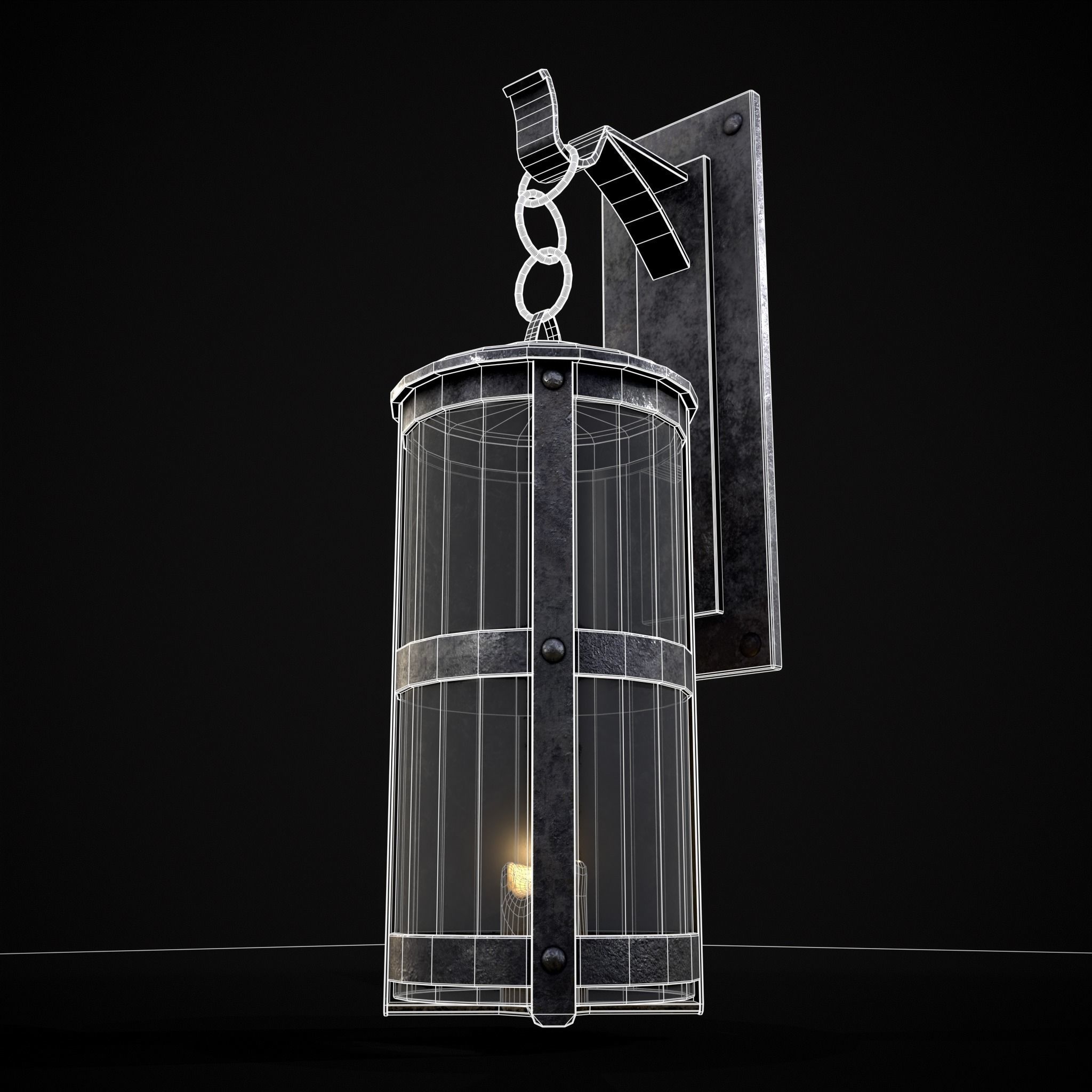 Wall Mounted Round Hanging Candle House Low-poly 3D model_4