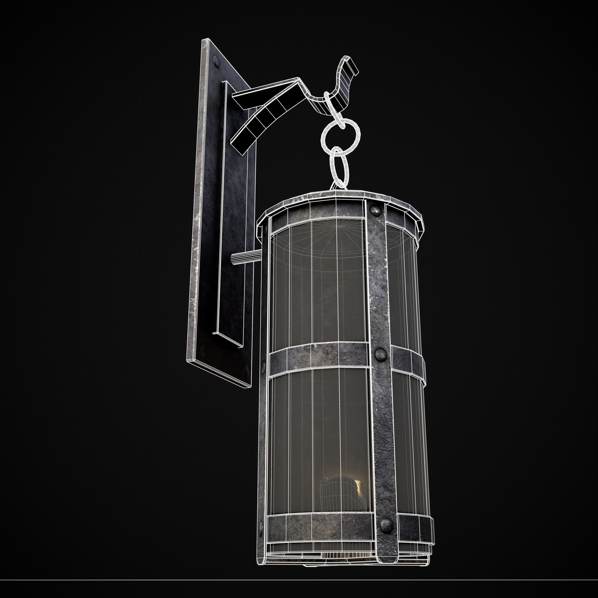 Wall Mounted Round Hanging Candle House Low-poly 3D model_24