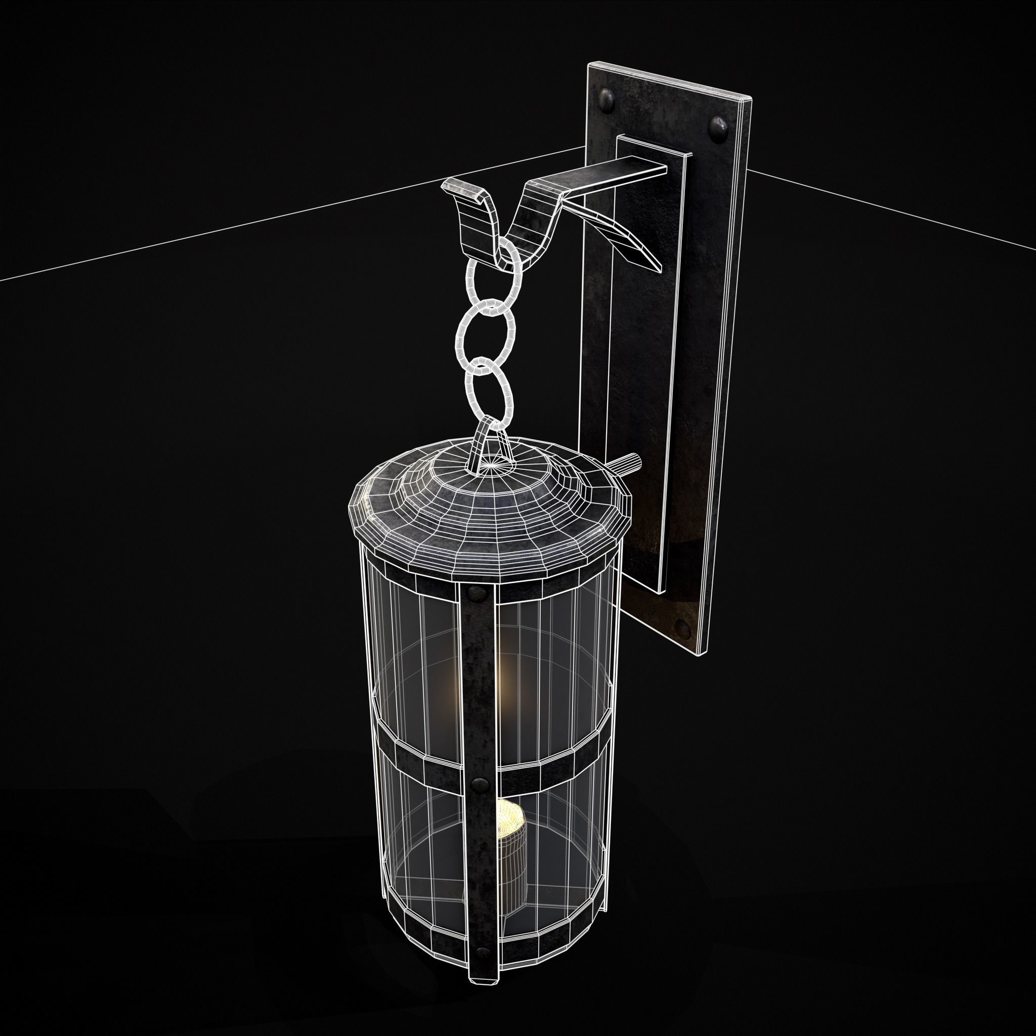 Wall Mounted Round Hanging Candle House Low-poly 3D model_8