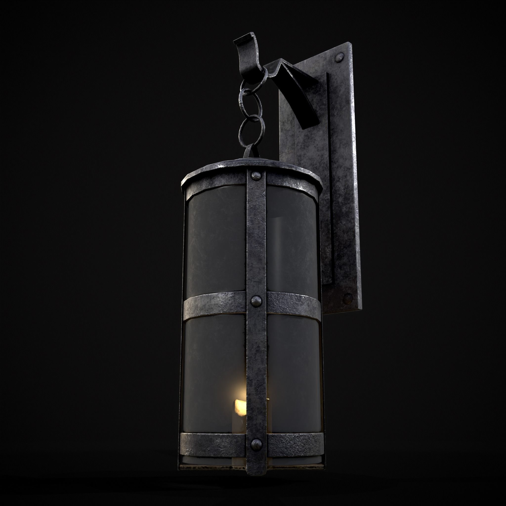 Wall Mounted Round Hanging Candle House Low-poly 3D model_3