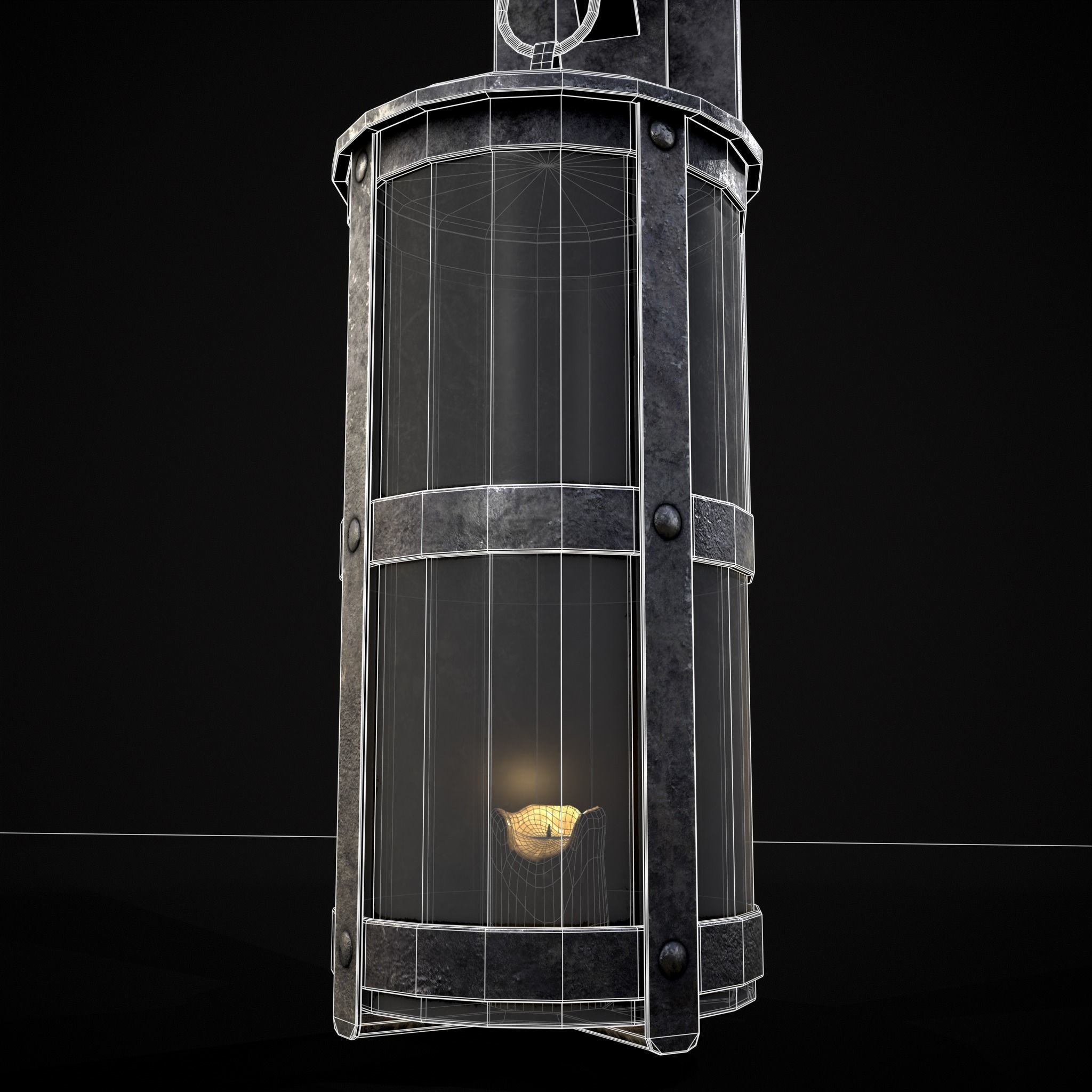 Wall Mounted Round Hanging Candle House Low-poly 3D model_20