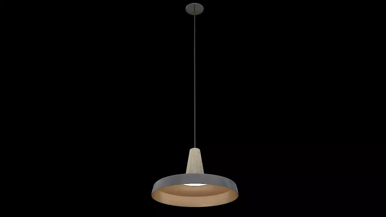 Black industrial copper lamp 3D model_0