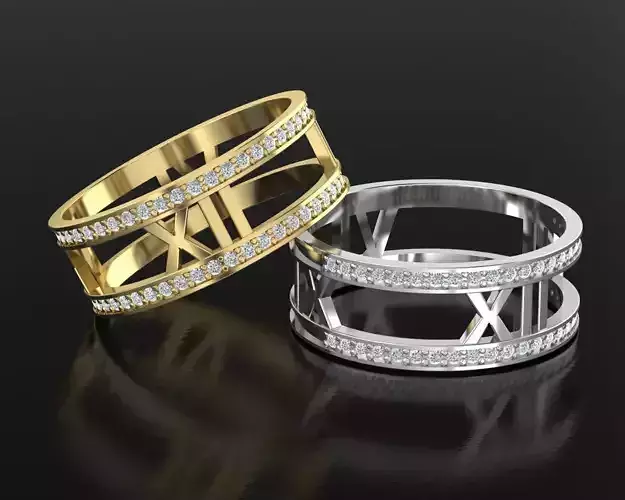 white gold diamond roman numerals tiffany 3dm  3D print model