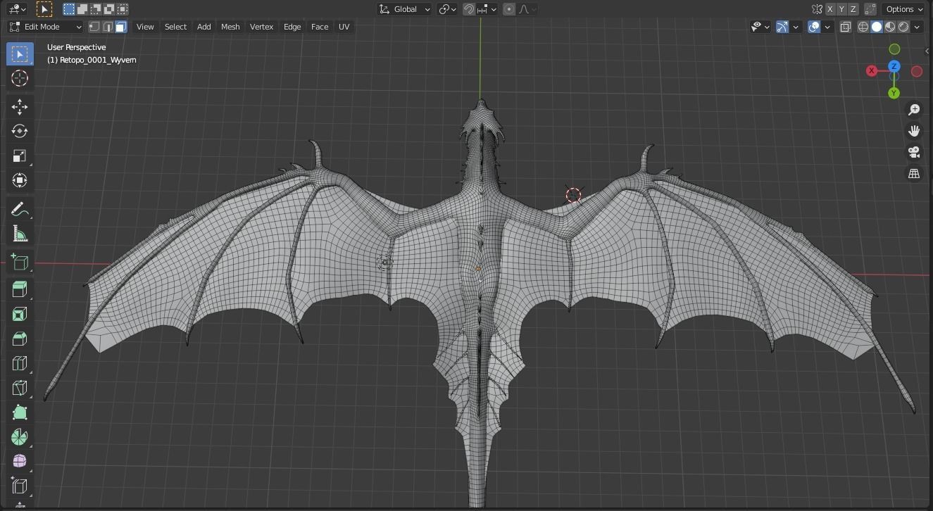 Dragon wyvern Low-Poly Low-poly 3D model_3