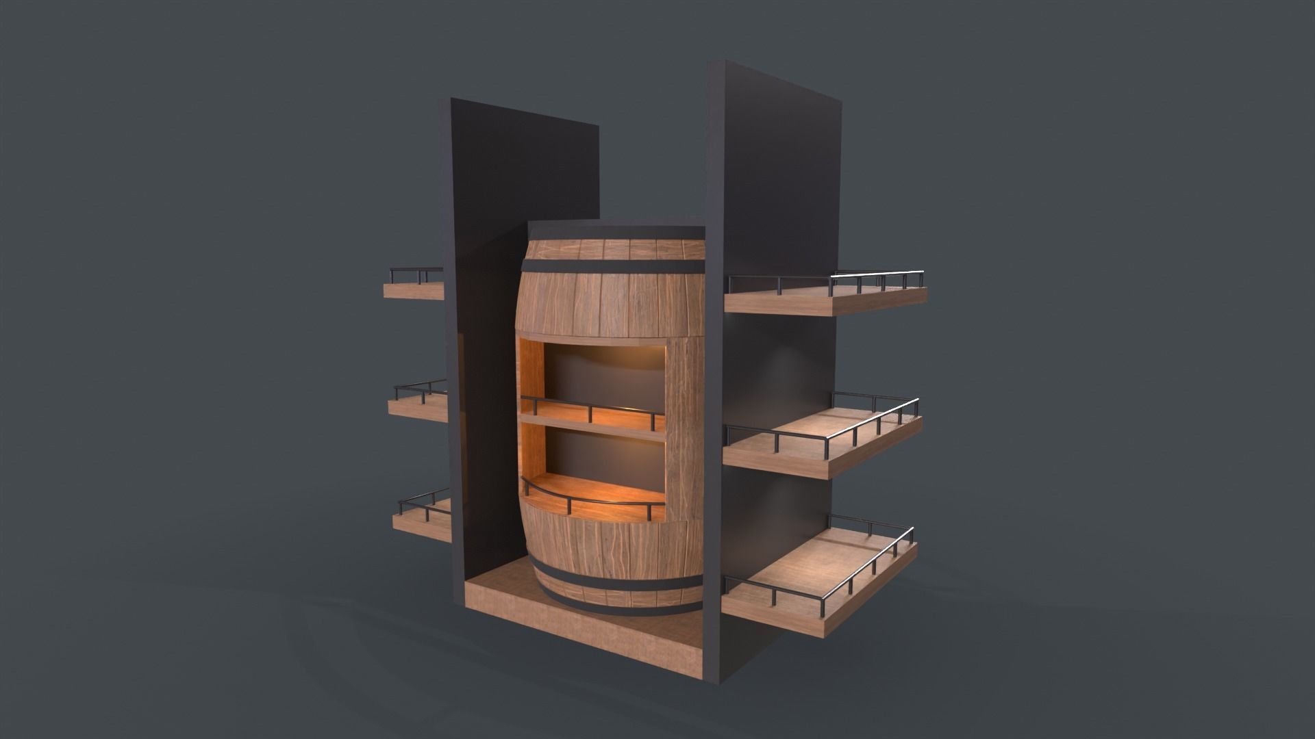 Whiskey barrel stand 3D model_2