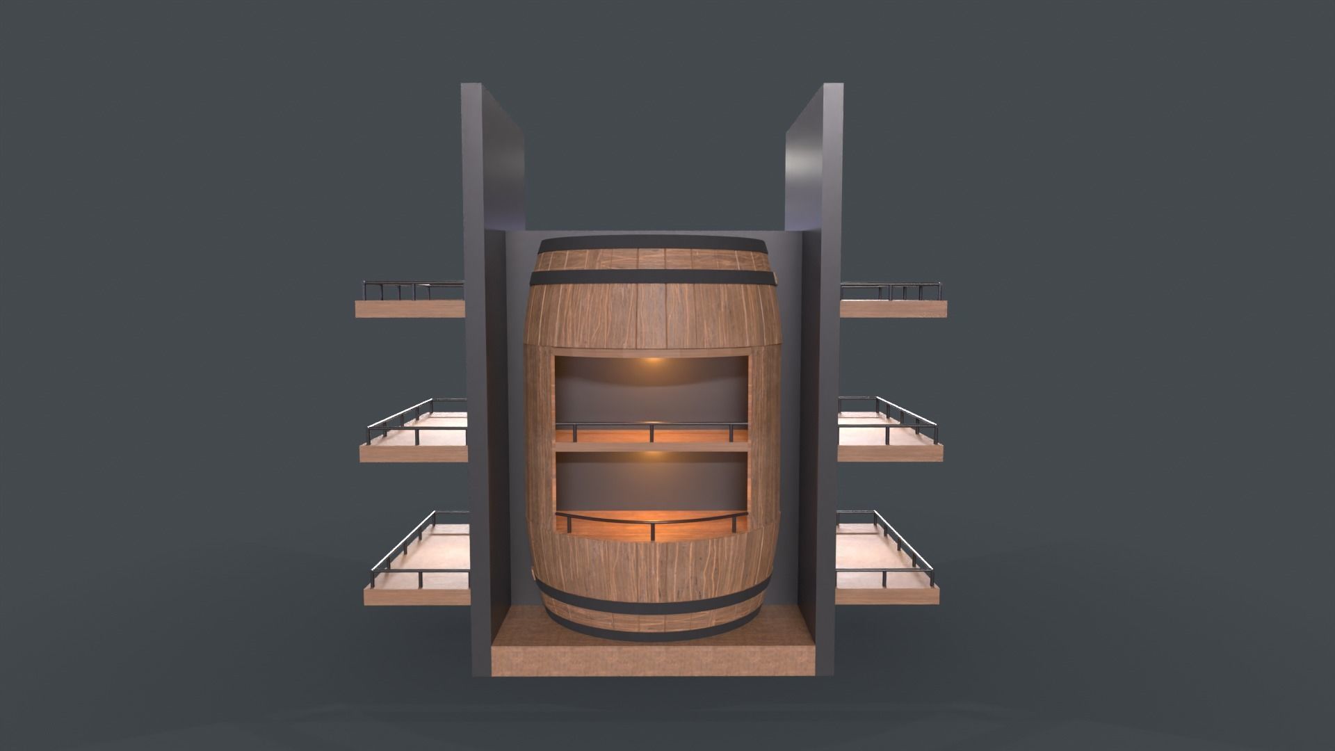 Whiskey barrel stand 3D model_1