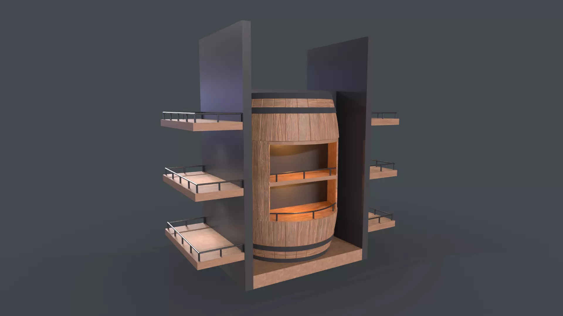Whiskey barrel stand 3D model_0