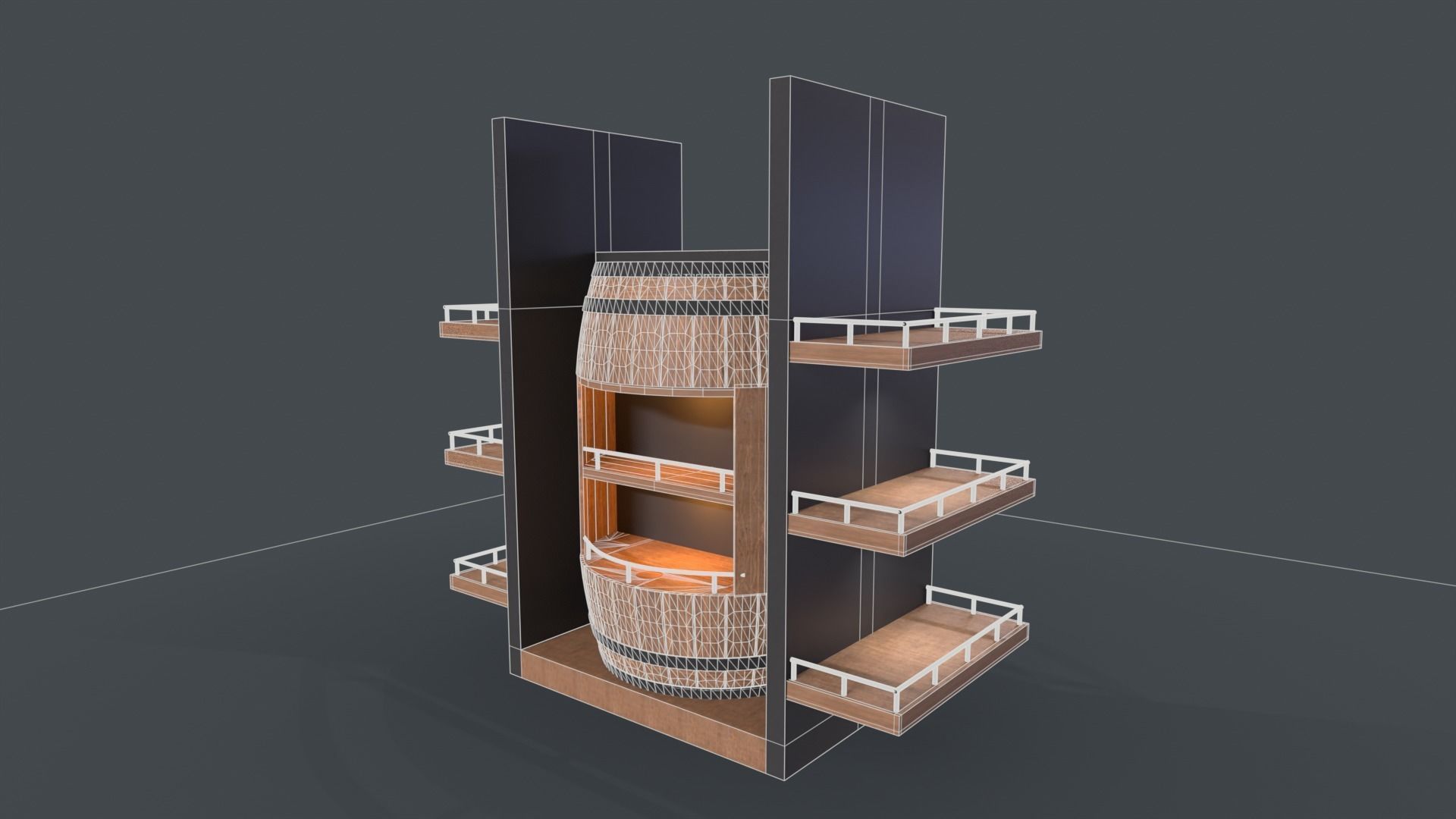 Whiskey barrel stand 3D model_7