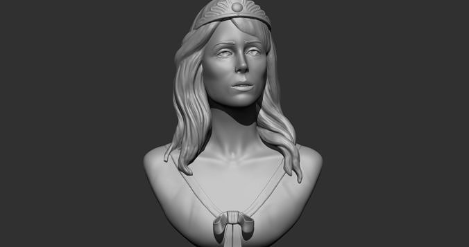 venom bust of woman wearing crown 3D print model