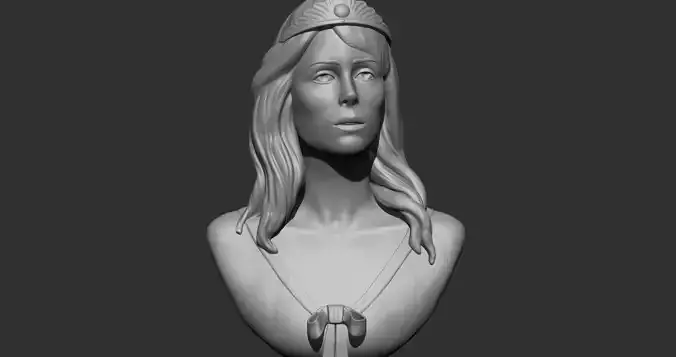 venom bust of woman wearing crown 3D print model