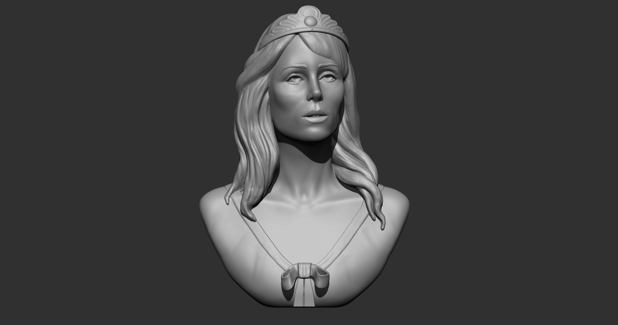 venom bust of woman wearing crown 3D print model_2