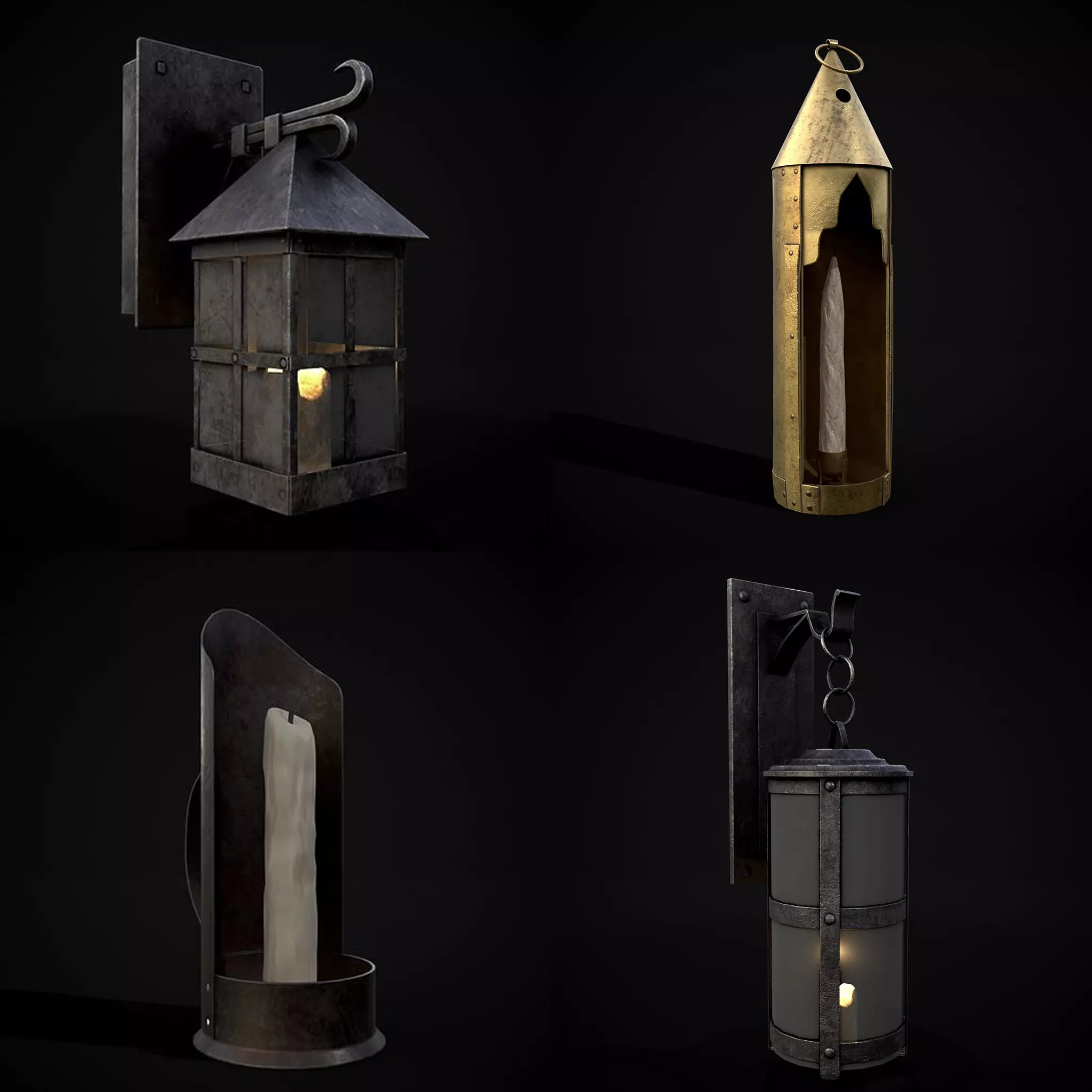 Medieval Four Lights 3D Model Collection_0