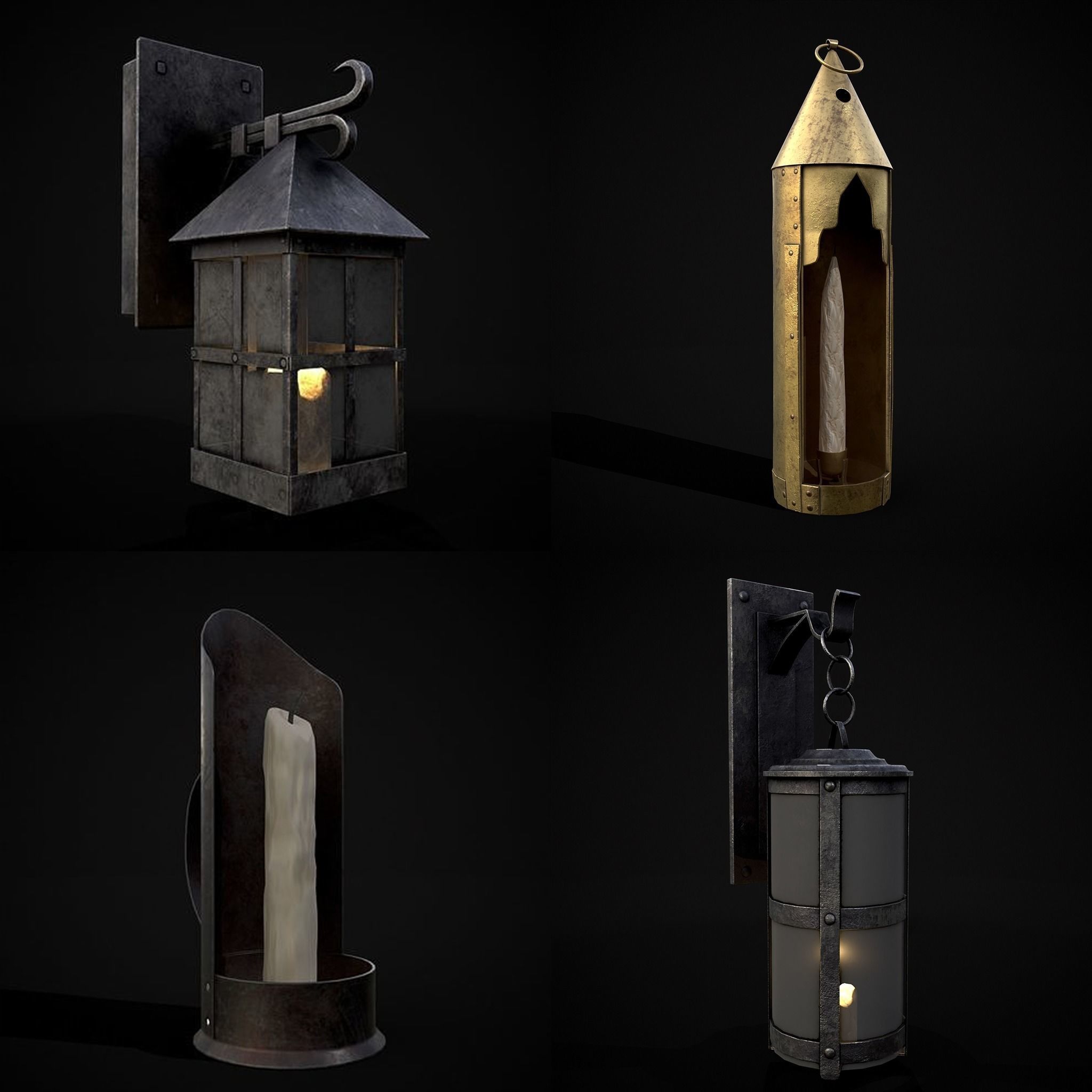 Medieval Four Lights 3D Model Collection_10