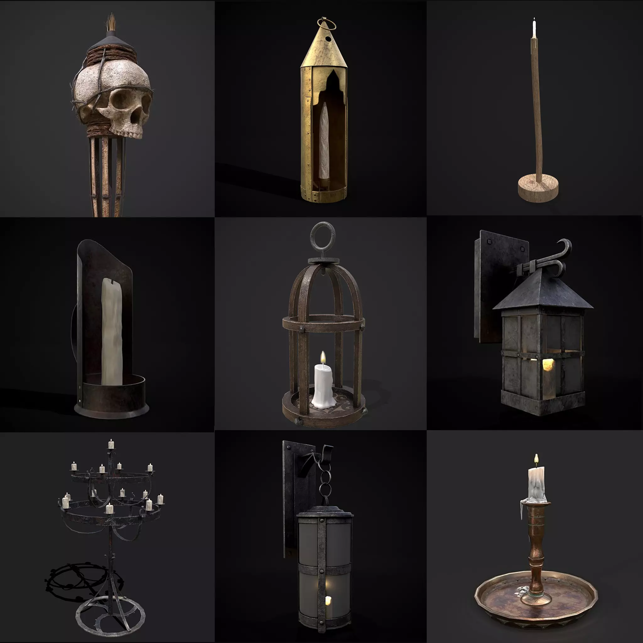 Medieval Nine Lights 3D Model Collection_0