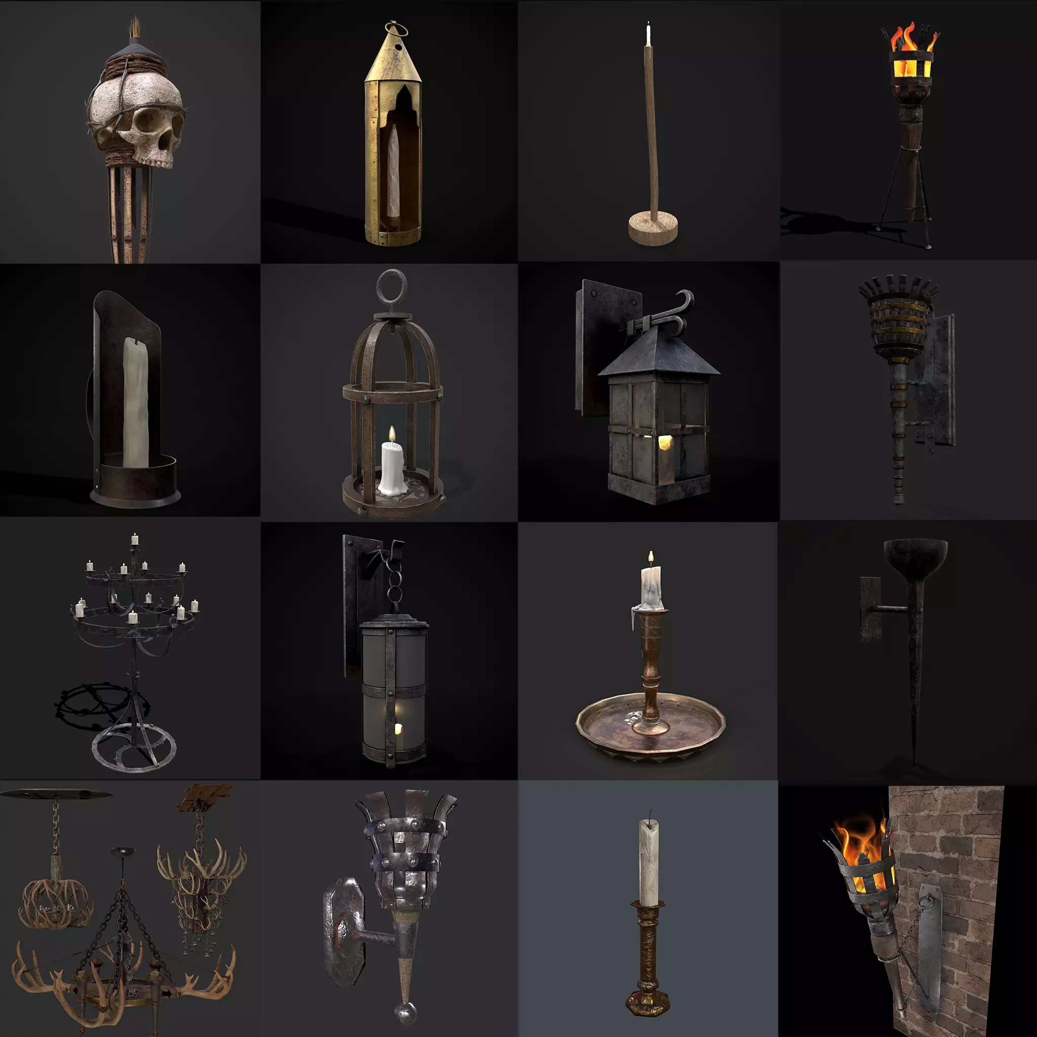 Medieval Eighteen Lights 3D Model Collection_0