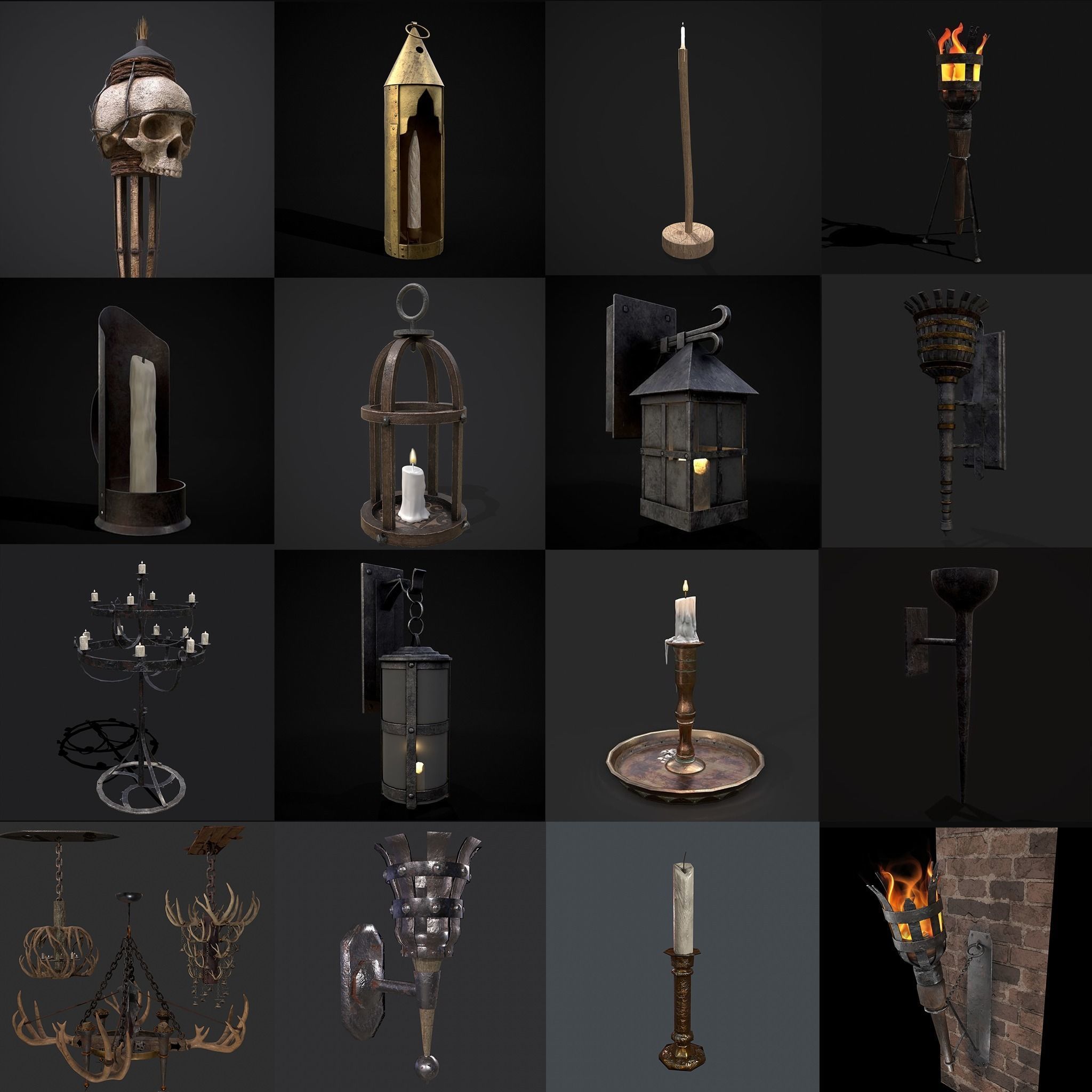 Medieval Eighteen Lights 3D Model Collection_1