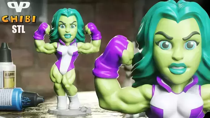She-Hulk Chibi STL for 3D Printing ChibiSTL 3DXM