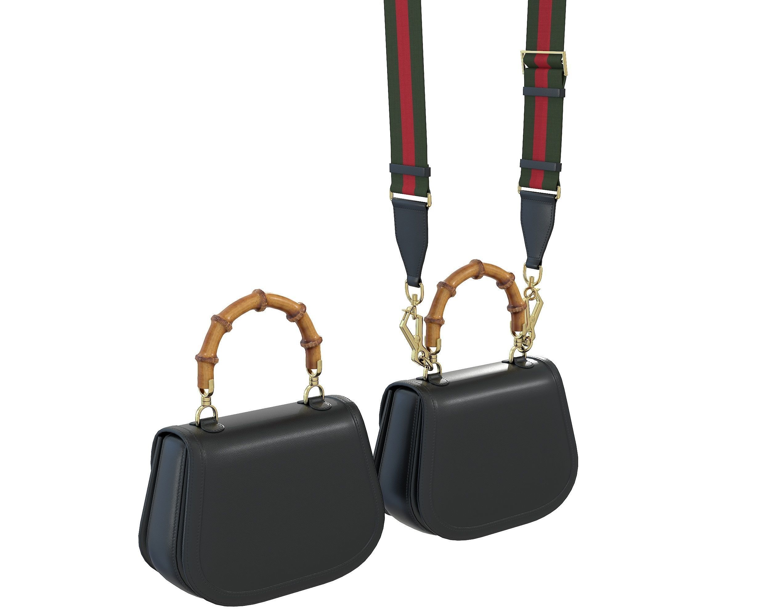 Gucci Bamboo 1947 Jumbo GG Small Bag Black Low-poly 3D model_2
