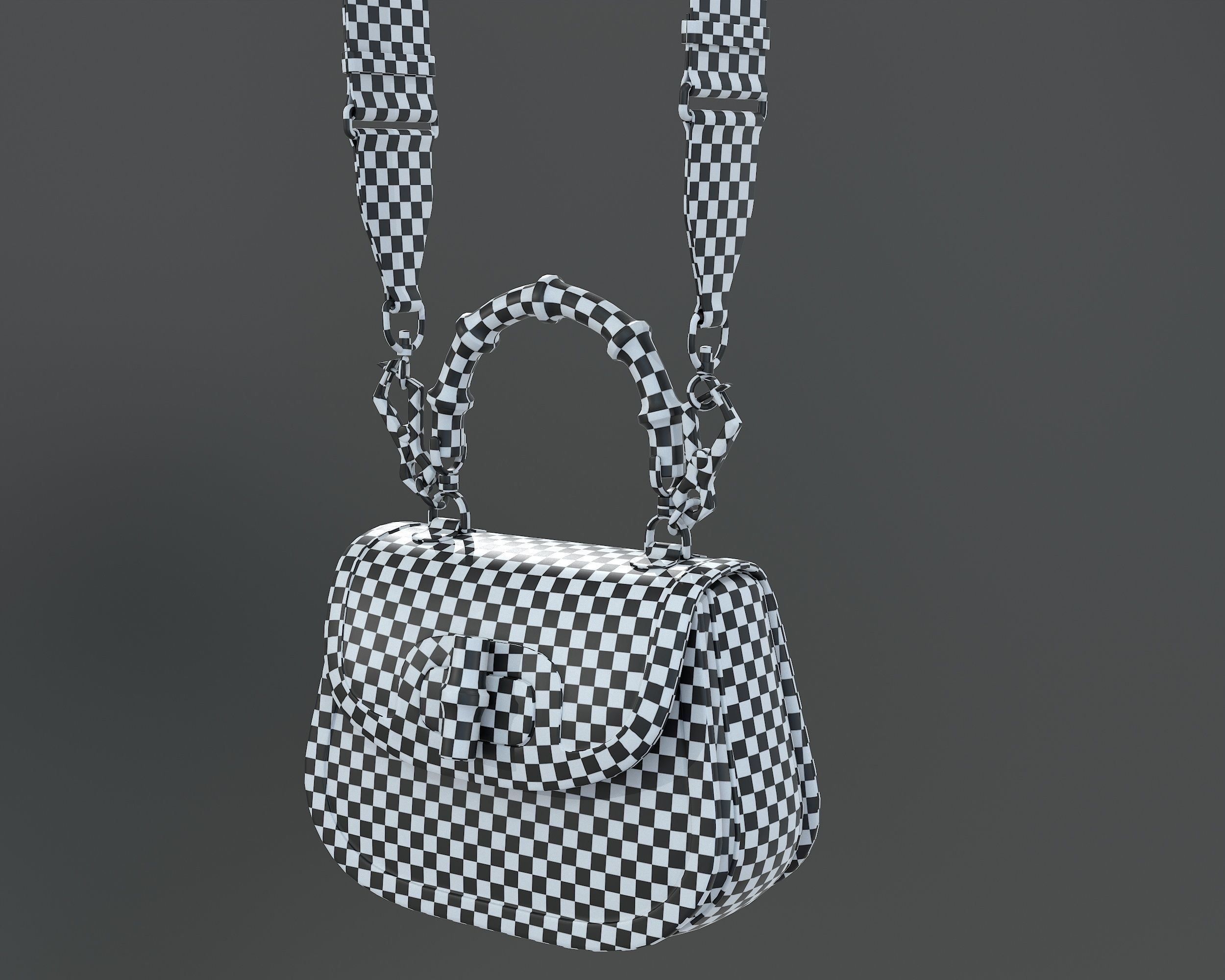 Gucci Bamboo 1947 Jumbo GG Small Bag Black Low-poly 3D model_8