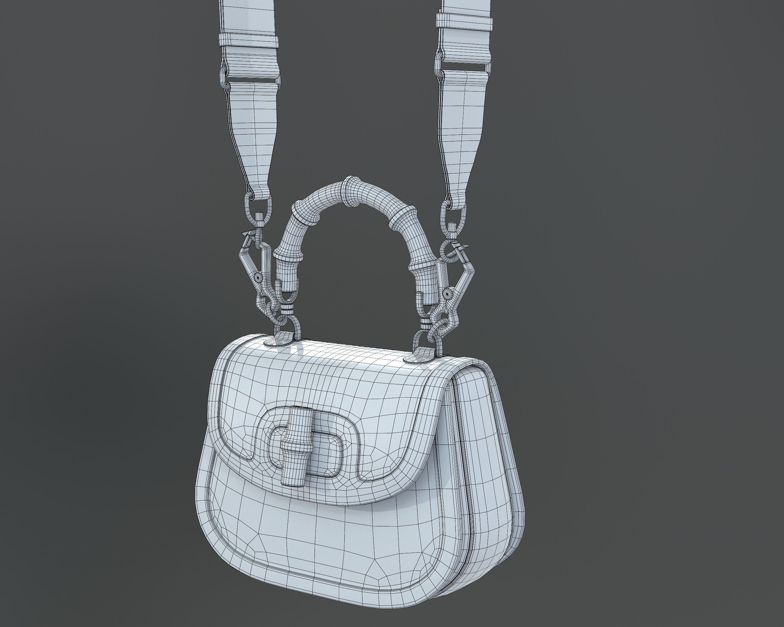Gucci Bamboo 1947 Jumbo GG Small Bag Black Low-poly 3D model_5