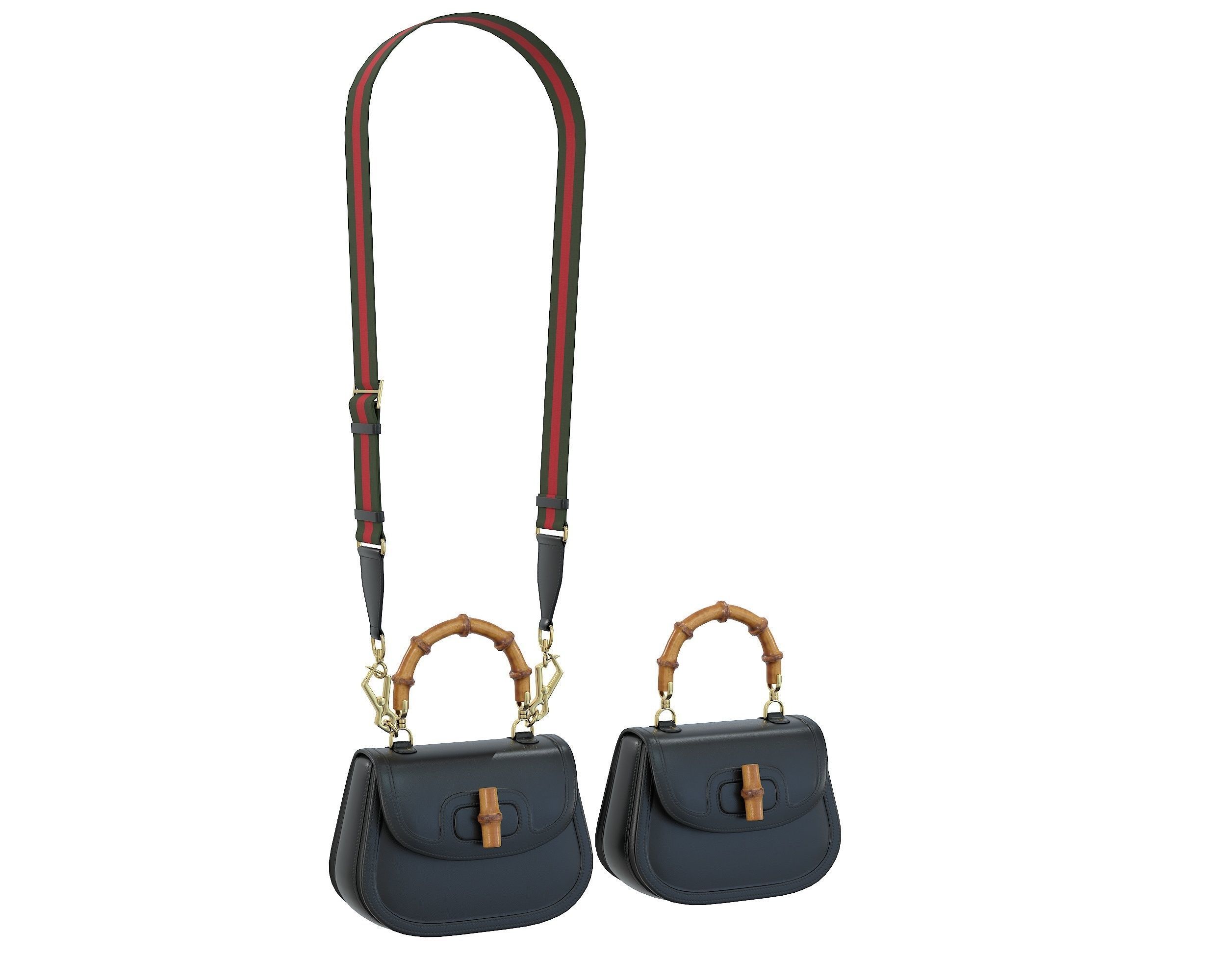 Gucci Bamboo 1947 Jumbo GG Small Bag Black Low-poly 3D model_1