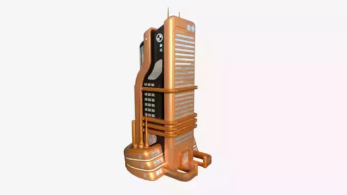 SciFi Building A04 Orange - Sci Fi Exterior Design Low-poly 3D model