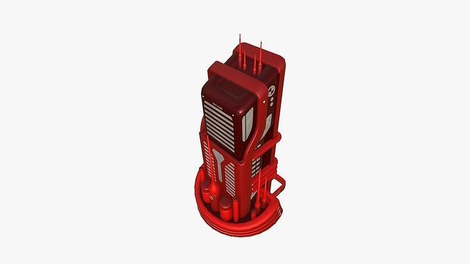 SciFi Building A05 Red - Sci Fi Exterior Design Low-poly 3D model 4
