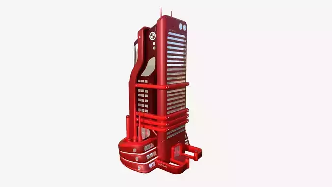 SciFi Building A05 Red - Sci Fi Exterior Design Low-poly 3D model
