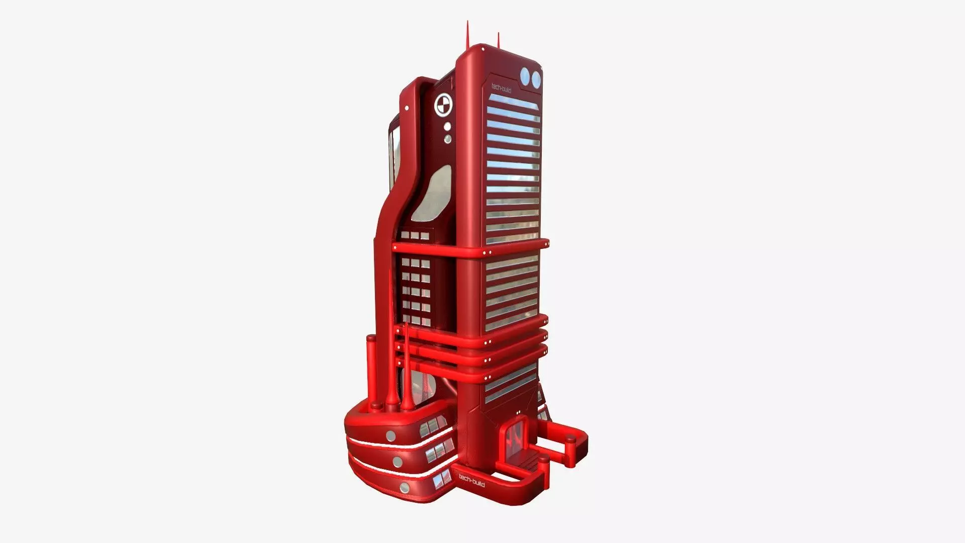 SciFi Building A05 Red - Sci Fi Exterior Design Low-poly 3D model_0
