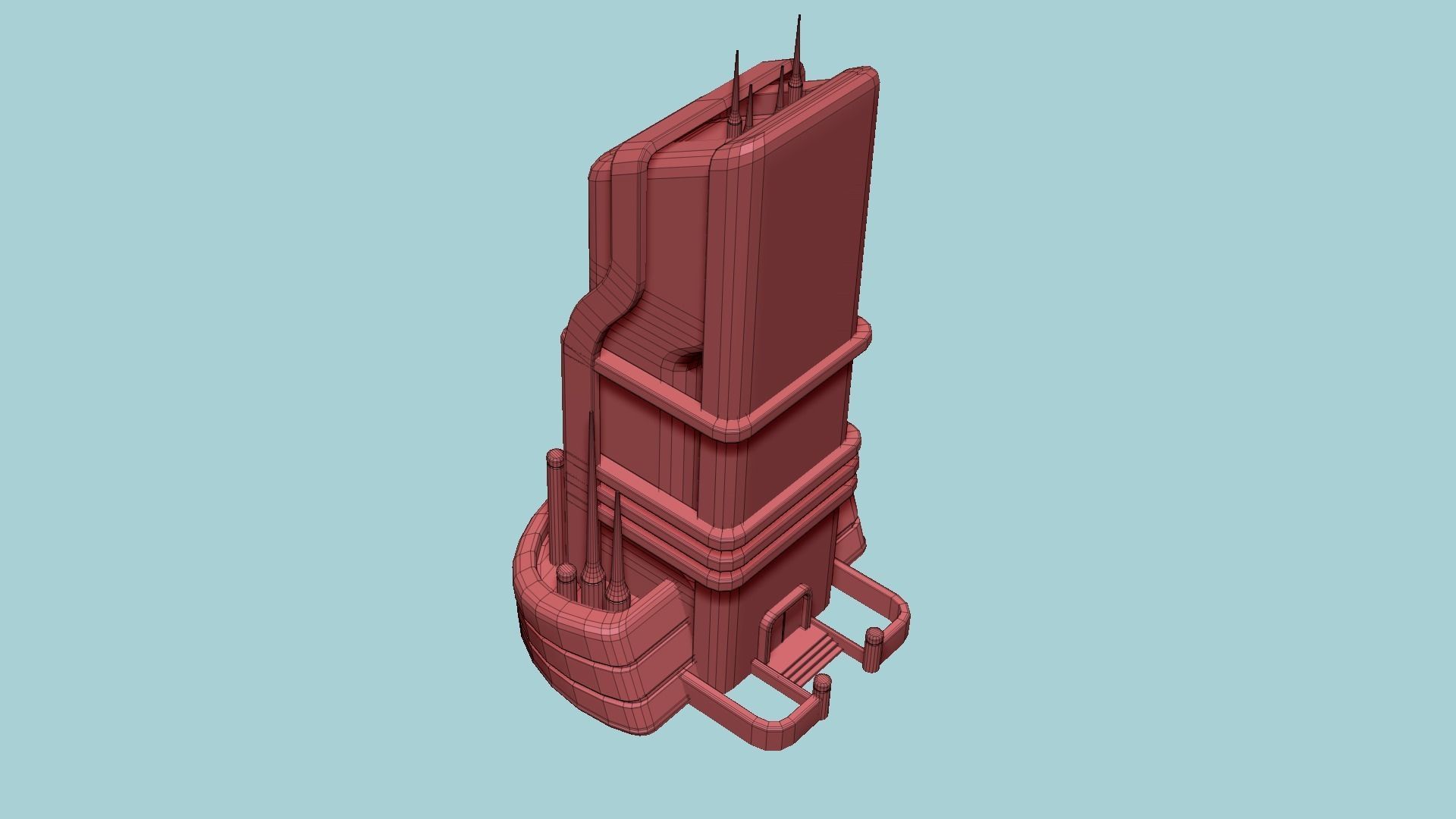 SciFi Building A05 Red - Sci Fi Exterior Design Low-poly 3D model_20