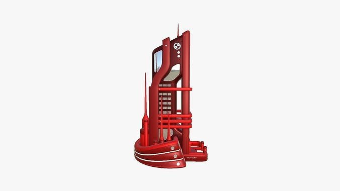 SciFi Building A05 Red - Sci Fi Exterior Design Low-poly 3D model 3