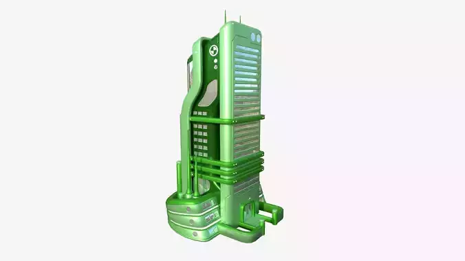 SciFi Building A06 Green - Sci Fi Exterior Design Free low-poly 3D model