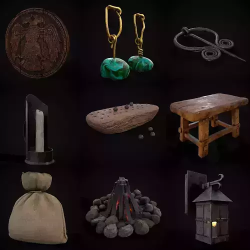 Medieval Prop Mix Twenty Two 3D Model Collection