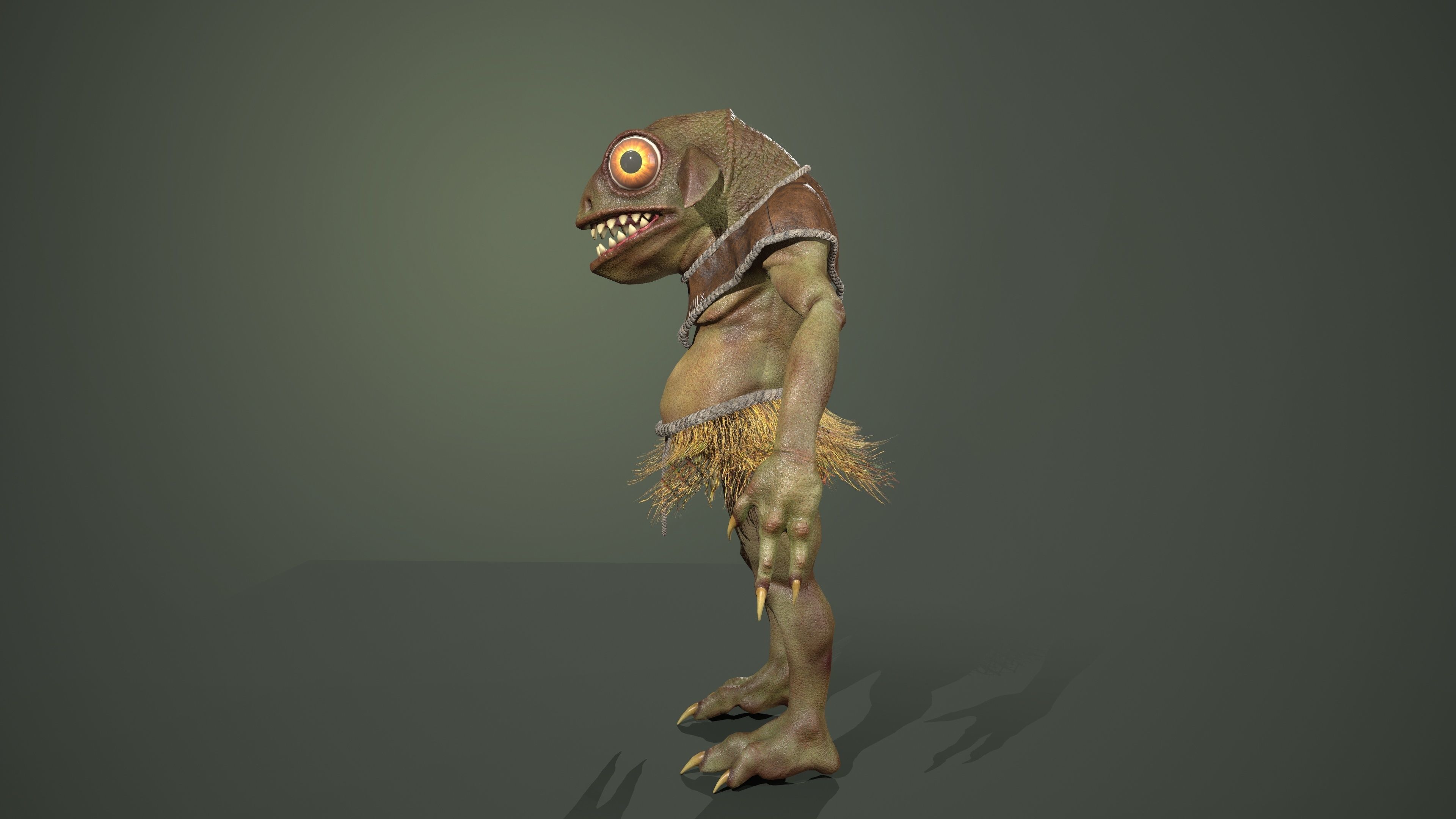 Gecko warrior Low-poly 3D model_6