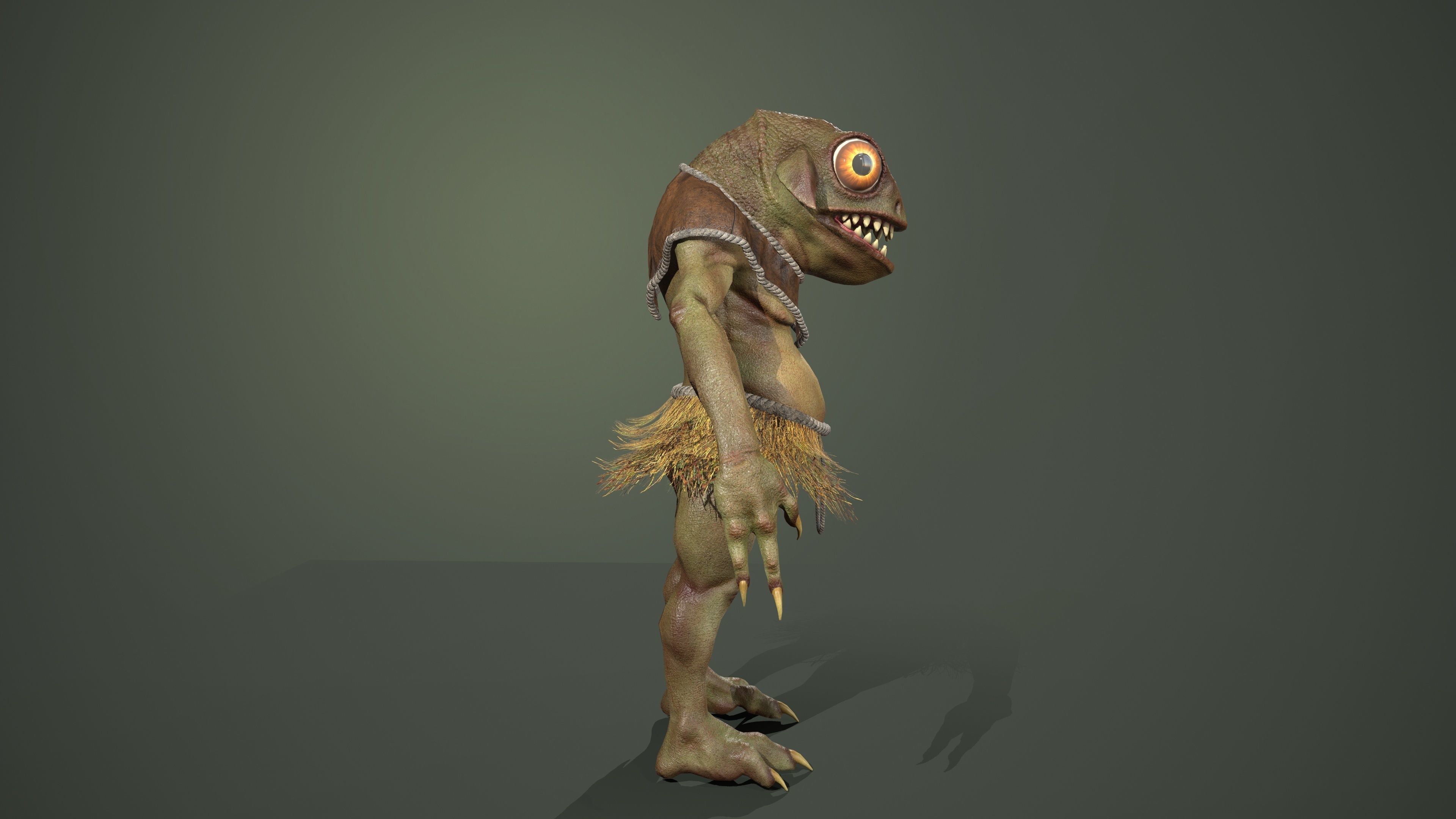 Gecko warrior Low-poly 3D model_5
