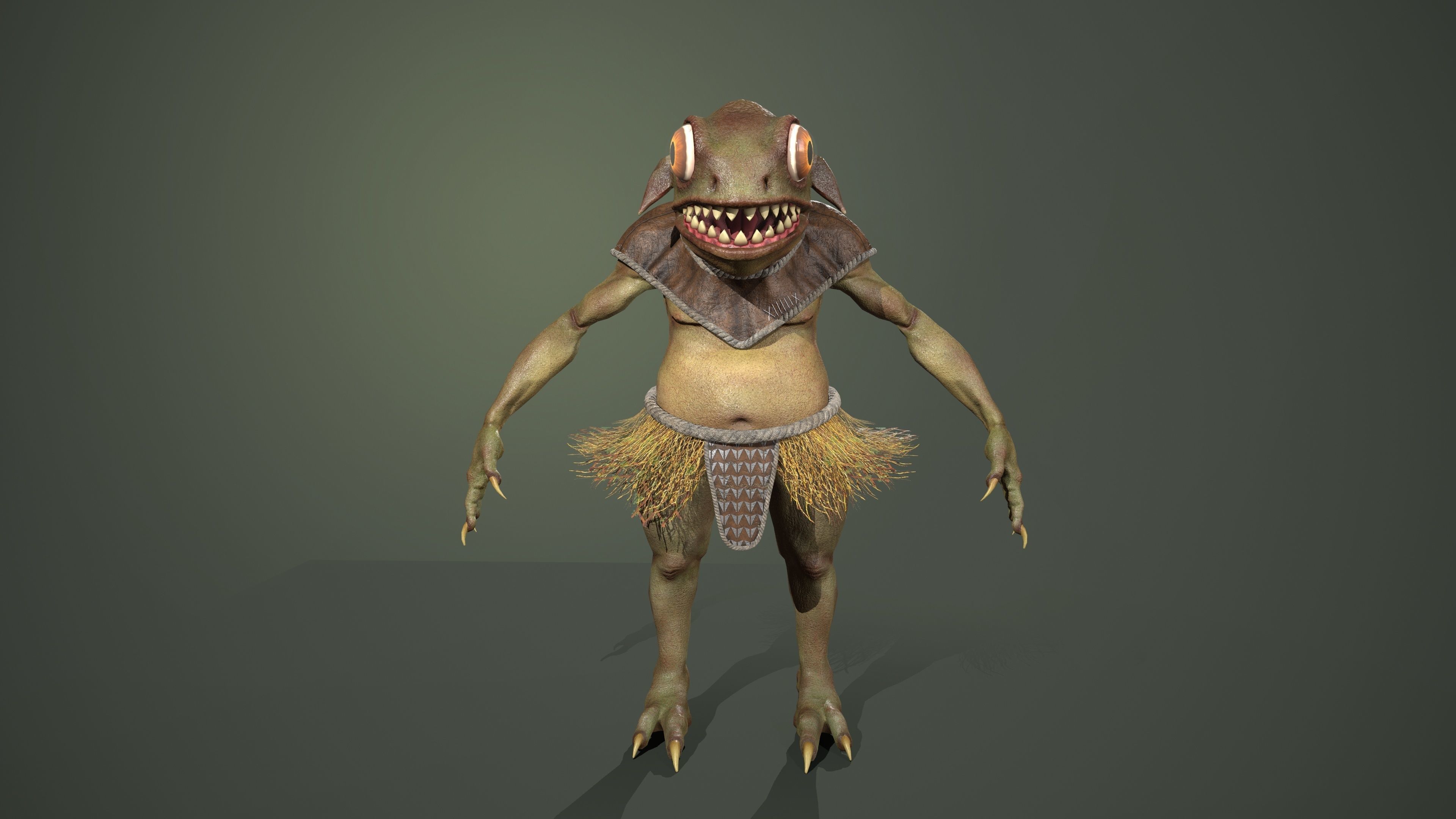 Gecko warrior Low-poly 3D model_4