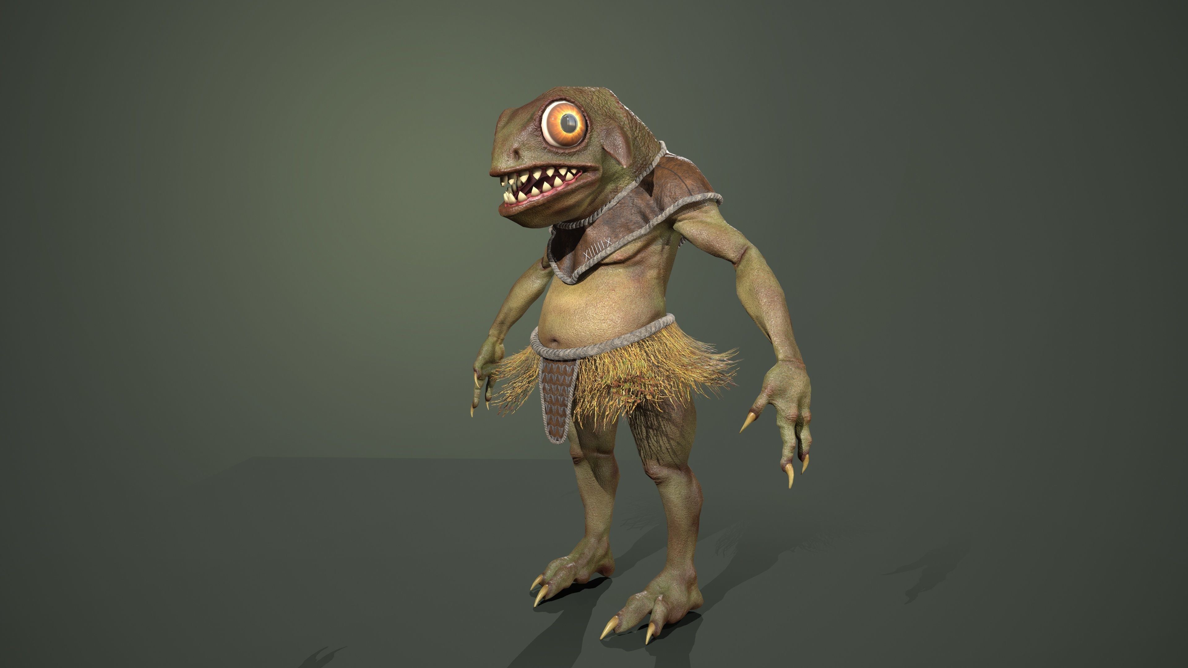 Gecko warrior Low-poly 3D model_7