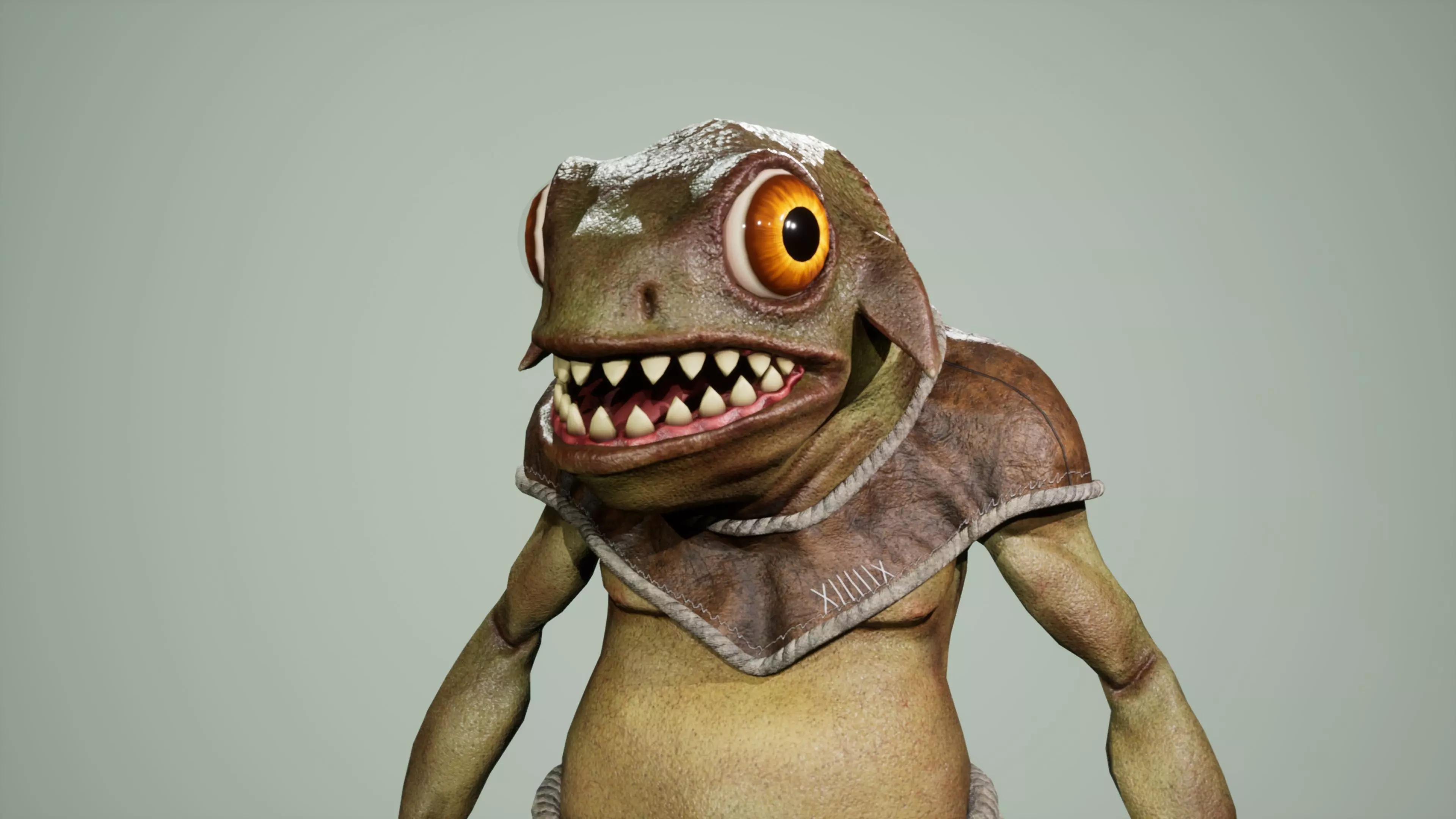 Gecko warrior Low-poly 3D model_0