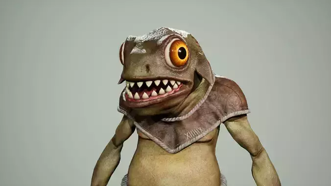Gecko warrior Low-poly 3D model