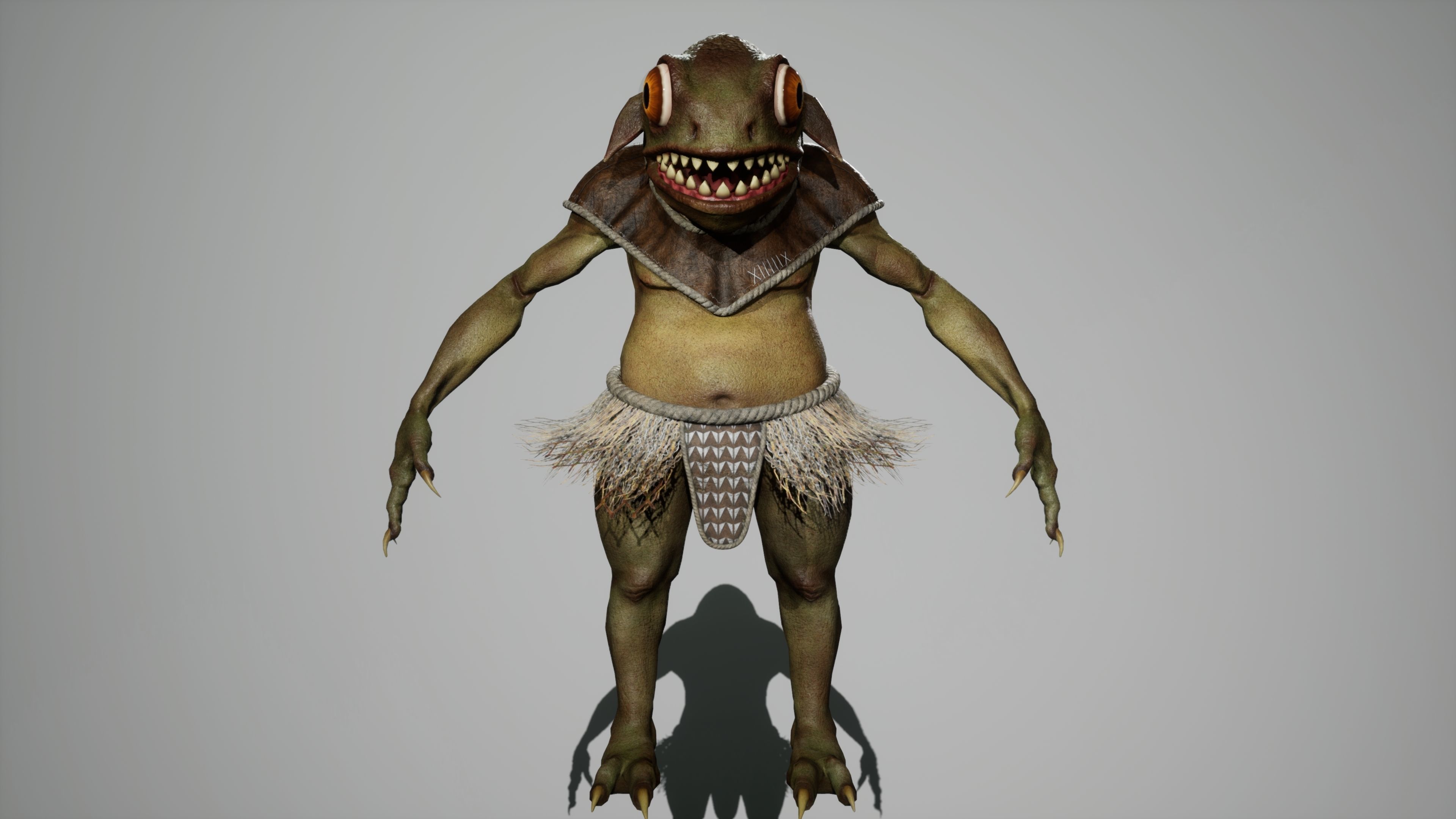 Gecko warrior Low-poly 3D model_1