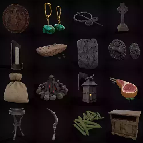 Medieval Prop Mix Twenty Three 3D Model Collection