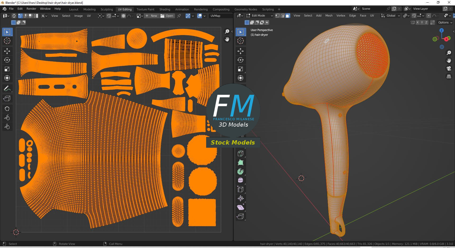 Hair dryer 3D model_10