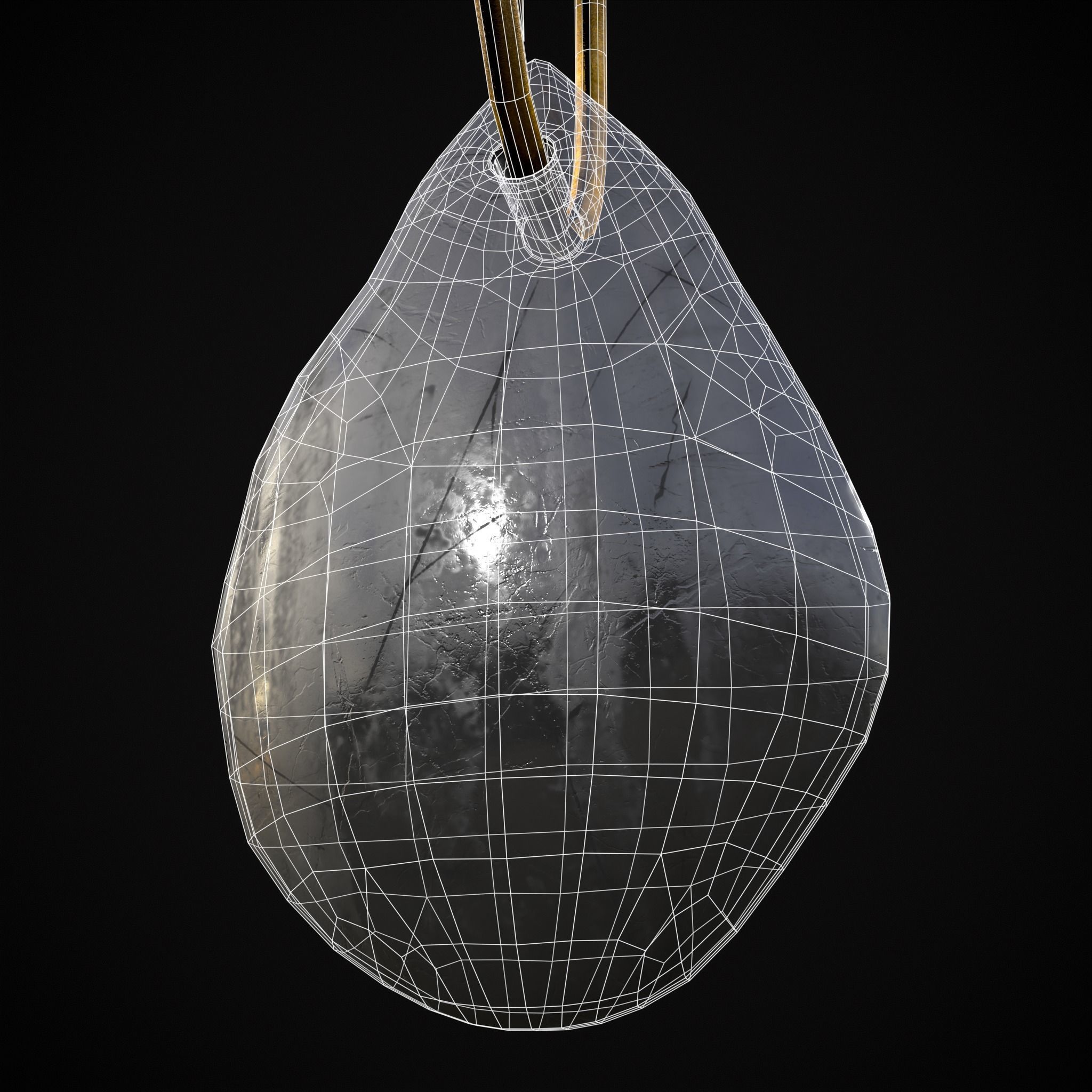 Gold Hanging White Crystal Earrings Low-poly 3D model_24