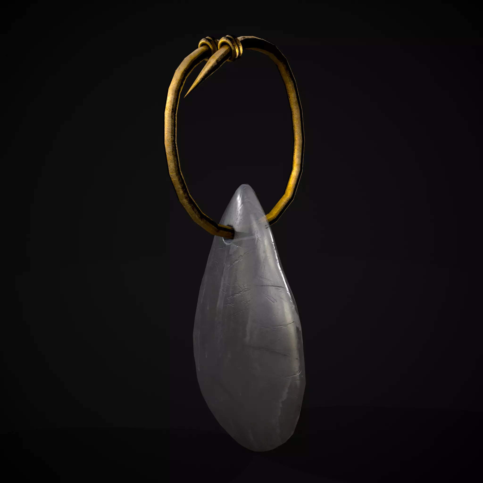 Gold Hanging White Crystal Earrings Low-poly 3D model_0